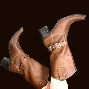 Faded Glory faux leather brown cowboy boots